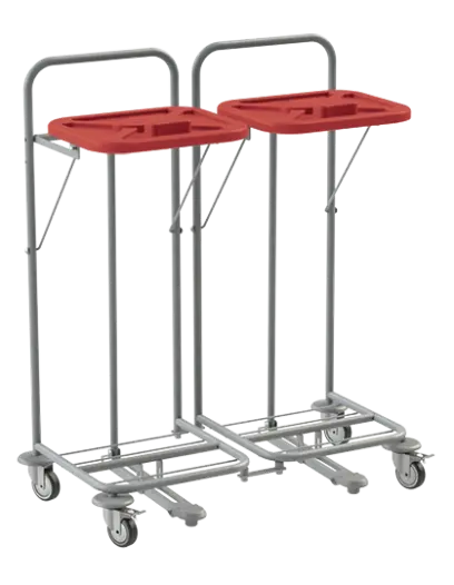 VK 80 - 2N vozík na třídění odpadu a prádla, nožní otevírání plast - VK - červený